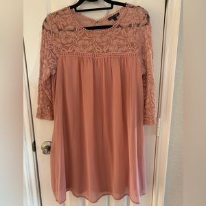 AS U WISH Embroidered lace shift dress with 3/4 sleeve. Size Large